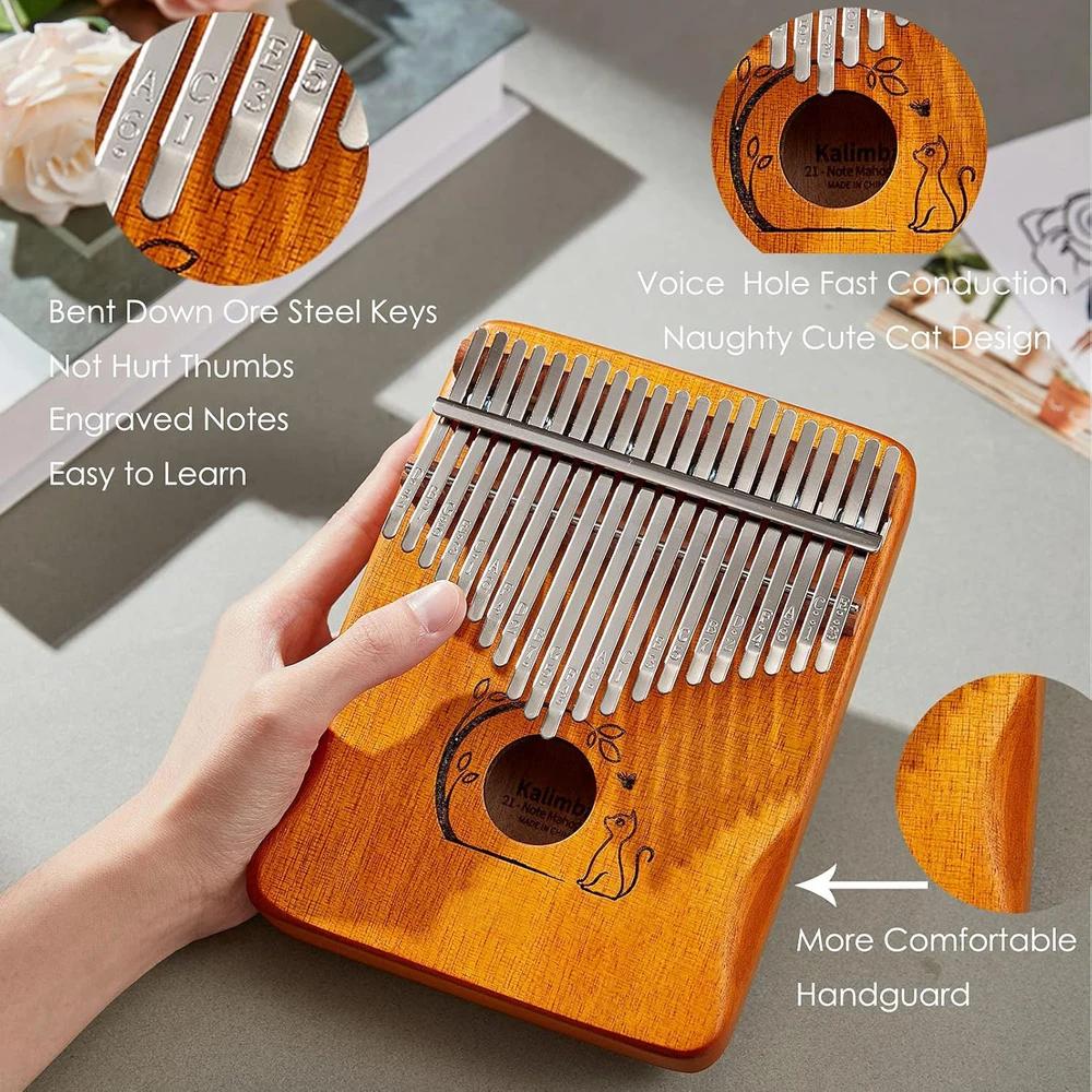 Kalimba nykščių pianinas 21 klavišas, kalimba instrumentas, medinis pirštų pianinas, nykštukinis pianinas, pirštinis pianinas, kalimbos pianinas