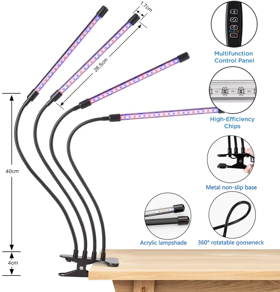 LED auginimo lempa, augalų auginimo lempa, 4 galvučių auginimo lempa, LED lempa augalams, LED fitolempa augalams, augalų lempa, lempa augalų auginimui
