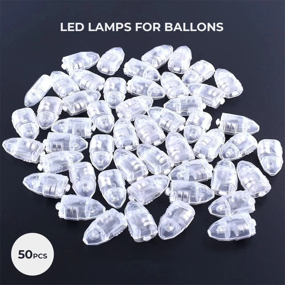 LED balionų lemputės, RGB, LED lempos balionams 50 vnt., LED balionų švieselės, LED švieselės balionams