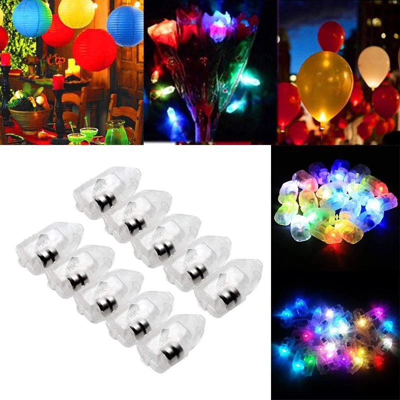 LED balionų lemputės, RGB, LED lempos balionams 50 vnt., LED balionų švieselės, LED švieselės balionams