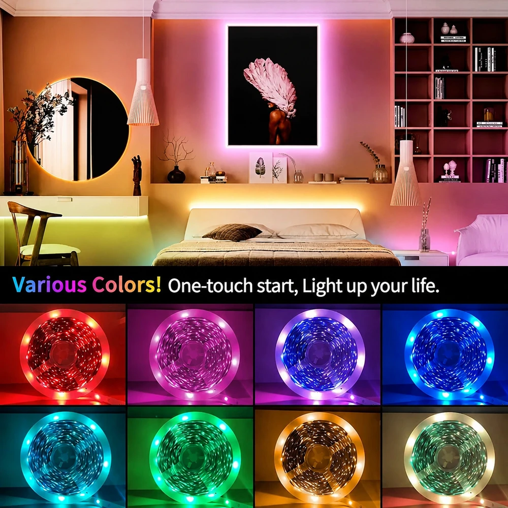 LED šviesos juosta 3 m, RGB USB LED juosta, LED virvutė, LED lemputių juosta, LED juostelė