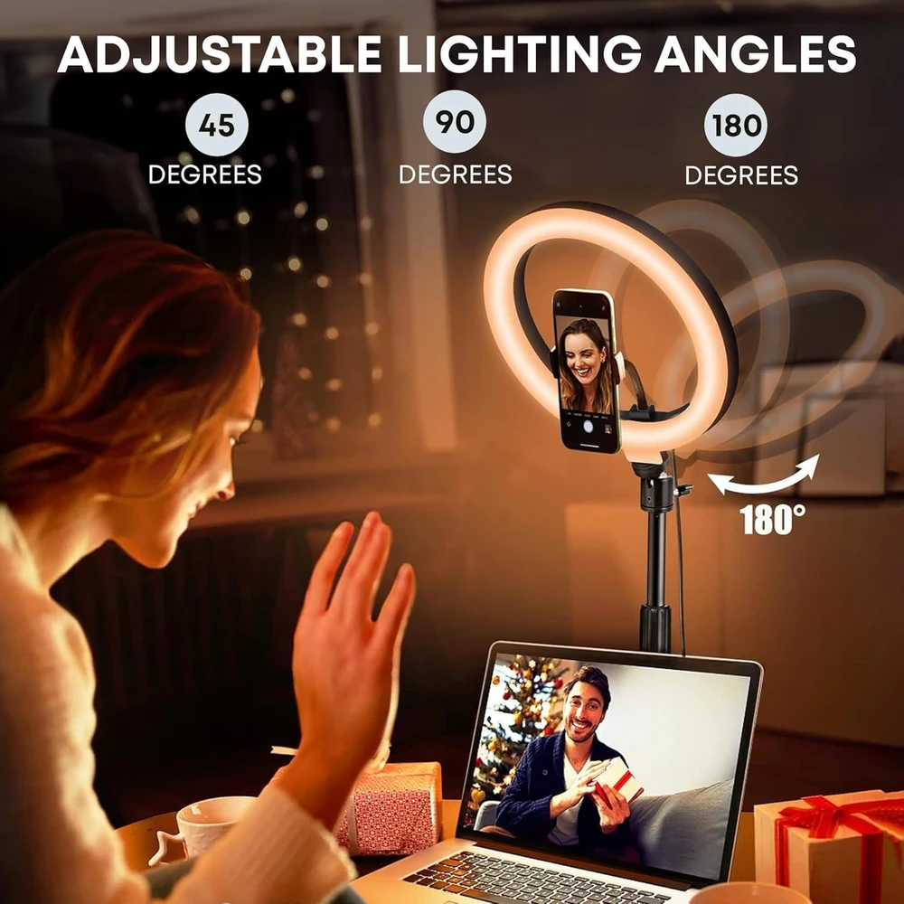 LED žiedinė lempa su trikoju stovu, 192 cm telefono laikiklio žiedinė lempa, žiedas lempa, LED žiedas su stovu, LED žiedinė šviesa su laikikliu, telefono žiedinė lempa