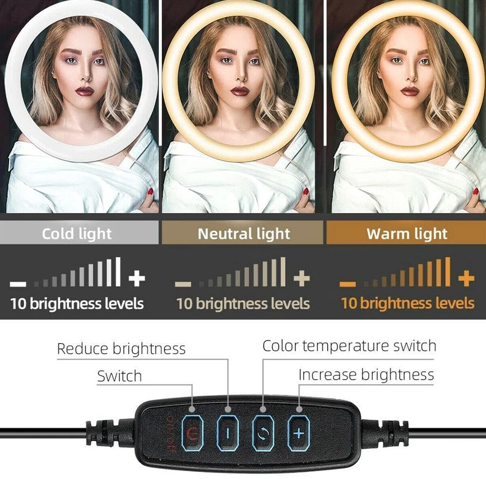 LED žiedinė lempa su trikoju stovu, 192 cm telefono laikiklio žiedinė lempa, žiedas lempa, LED žiedas su stovu, LED žiedinė šviesa su laikikliu, telefono žiedinė lempa