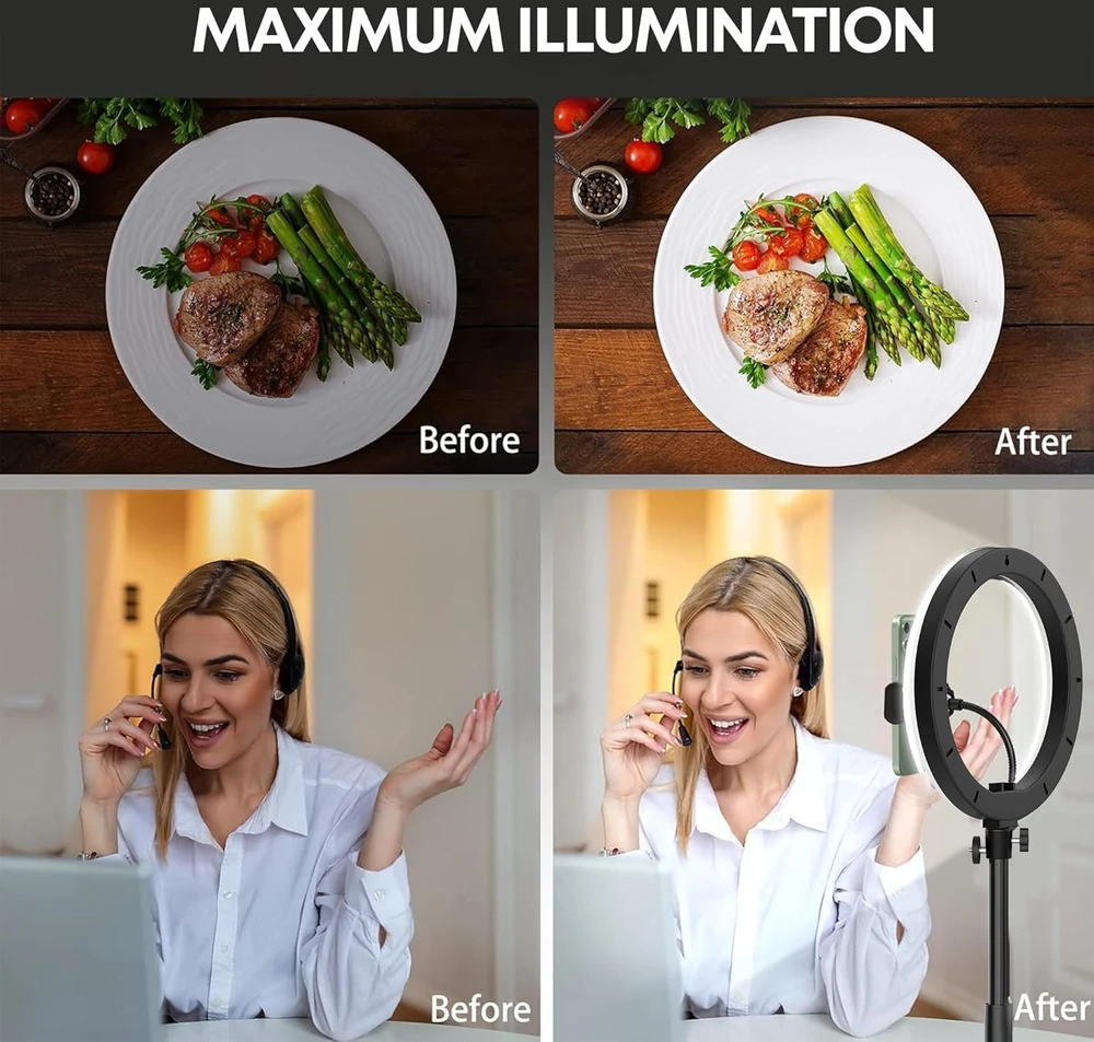 LED žiedinė lempa su trikoju stovu, 242 cm telefono laikiklio žiedinė lempa, žiedinė šviesa, žiedinė lempa telefonui, LED žiedas su stovu