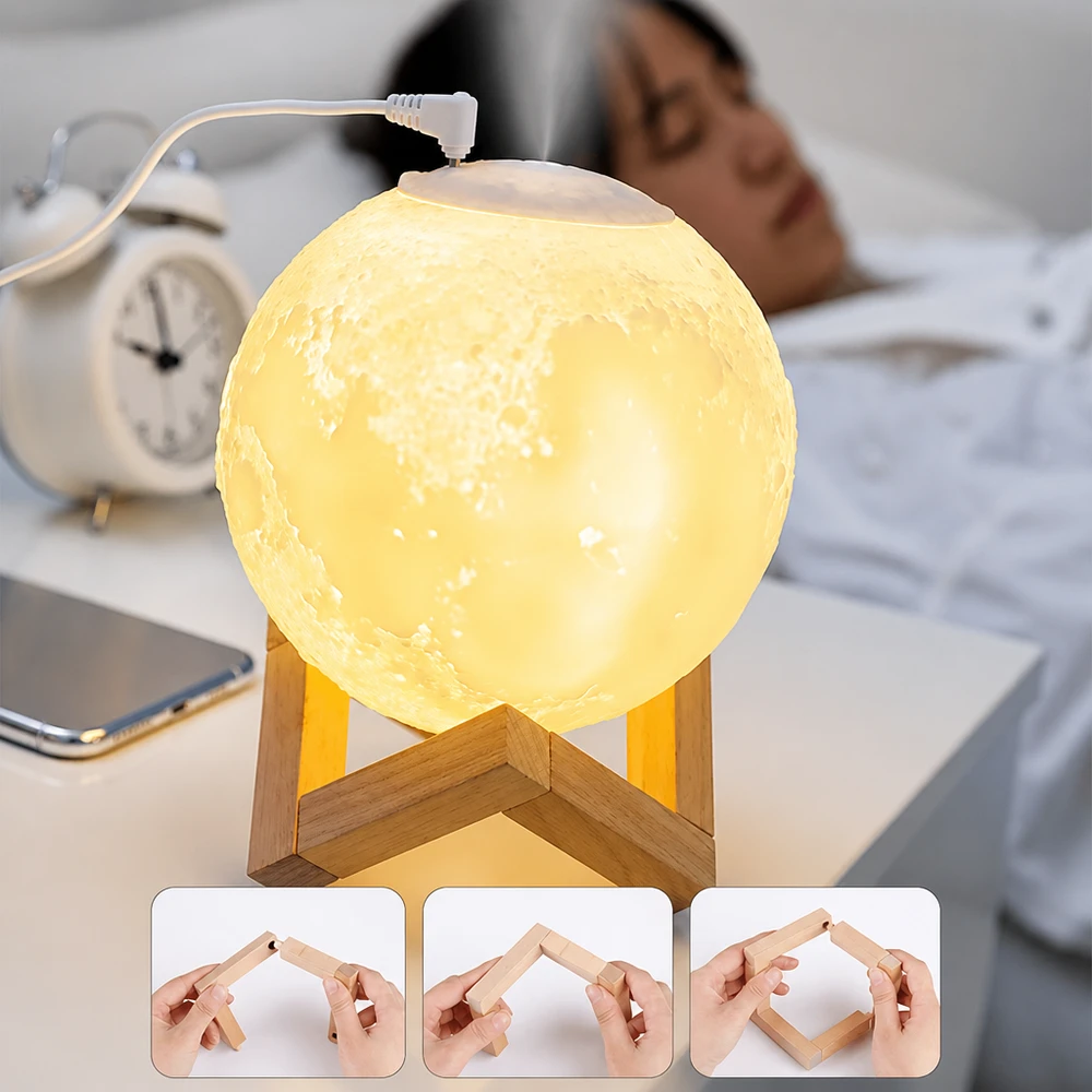 Mėnulio formos lempa oro drėkintuvas, aromato difuzorius drėkintuvas, LED naktinė lemputė drėkintuvas, mėnulio lemputė drėkintuvas, aromatinis oro drėkintuvas, LED mėnulio naktinė lempa