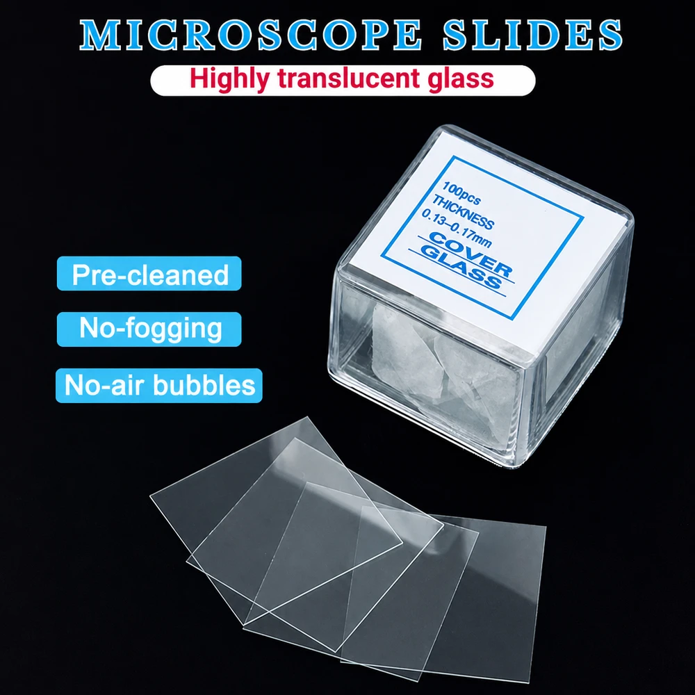 Mikroskopo dengiamieji stikleliai 20x20 mm, 100 vnt. rinkinys, laboratoriniam ir medicininiam naudojimui, mikroskopo dengiamasis stiklelis, dengiamasis stiklelis mikroskopui, mikroskopo stikleliai, dengimo stikleliai