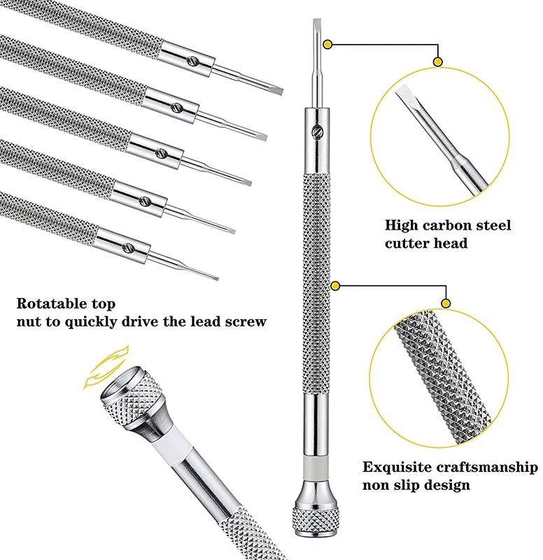 Mini atsuktuvų rinkinys 0,8–1,6 mm, 5 vnt., precizinis mini atsuktuvų rinkinys, smulkių atsuktuvų komplektas, tikslus atsuktuvų rinkinys, mini ploni atsuktuvai