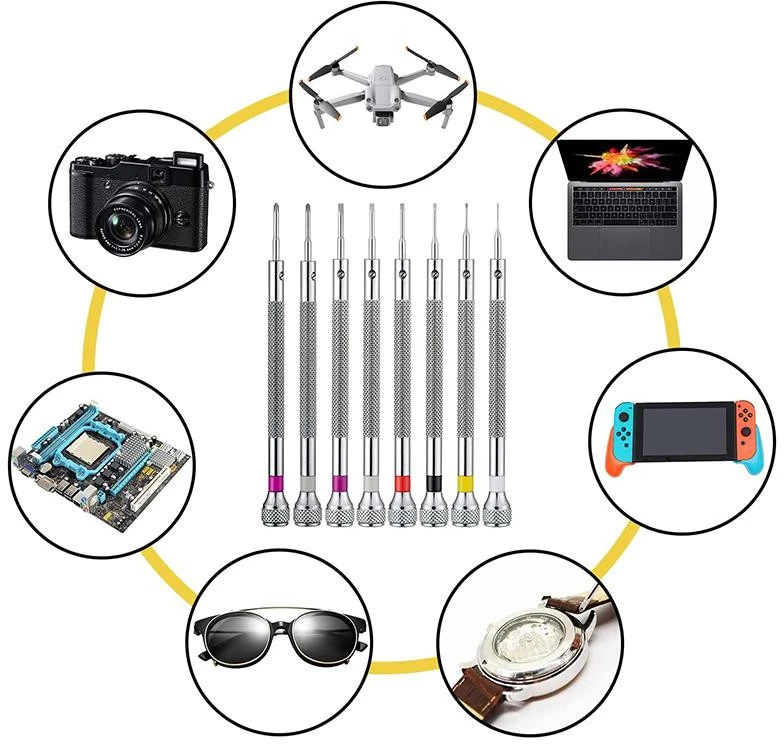 Mini atsuktuvų rinkinys 0,8–1,6 mm, 5 vnt., precizinis mini atsuktuvų rinkinys, smulkių atsuktuvų komplektas, tikslus atsuktuvų rinkinys, mini ploni atsuktuvai