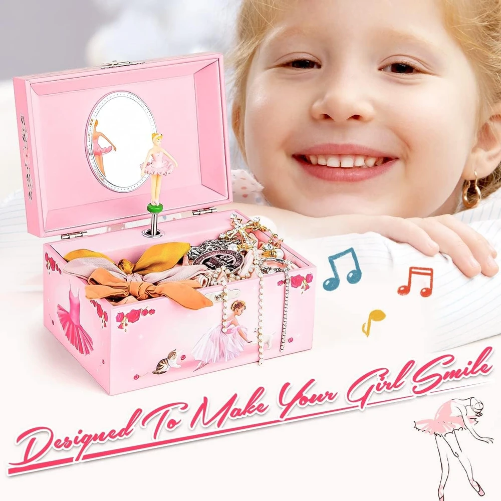 Muzikinė dėžutė su balerina, rožinė balerinos papuošalų dėžutė, šokanti balerina muzikinė dėžutė, balerinos papuošalų skrynelė, rožinė muzikinė papuošalų dėžutė
