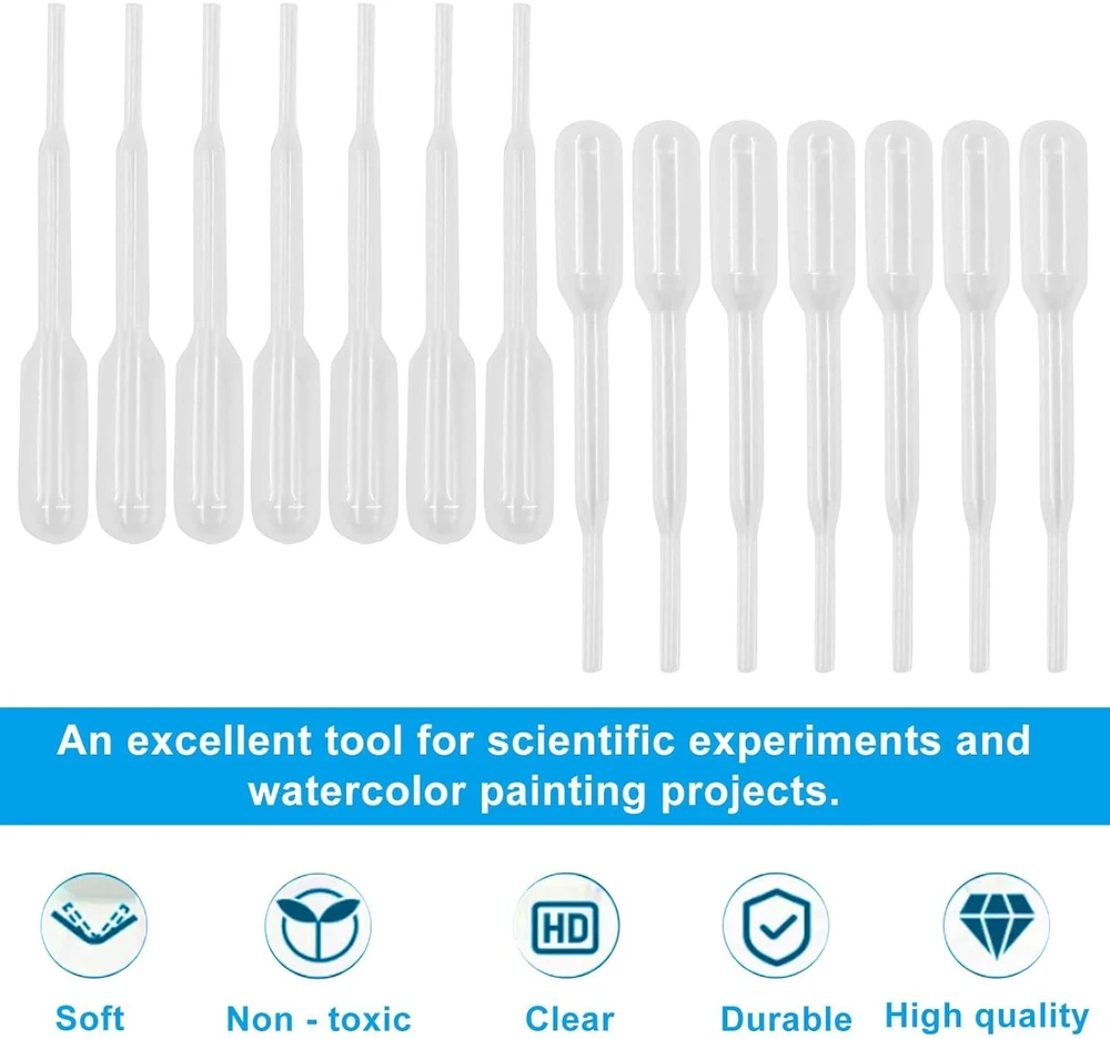 Pipetė, 50 vnt. rinkinys, 0,2 ml, 65 mm, laboratoriniai įrankiai, pipetės rinkinys, dozavimo pipetė, skysčių pipetė