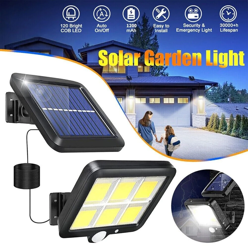 Saulės LED apsauginis šviestuvas, saulės judesio jutiklio šviestuvas, lempa su saulės baterija, 120 LED, saulės LED lauko lempa, saulės LED prožektorius, saulės LED šviestuvas su judesio jutikliu