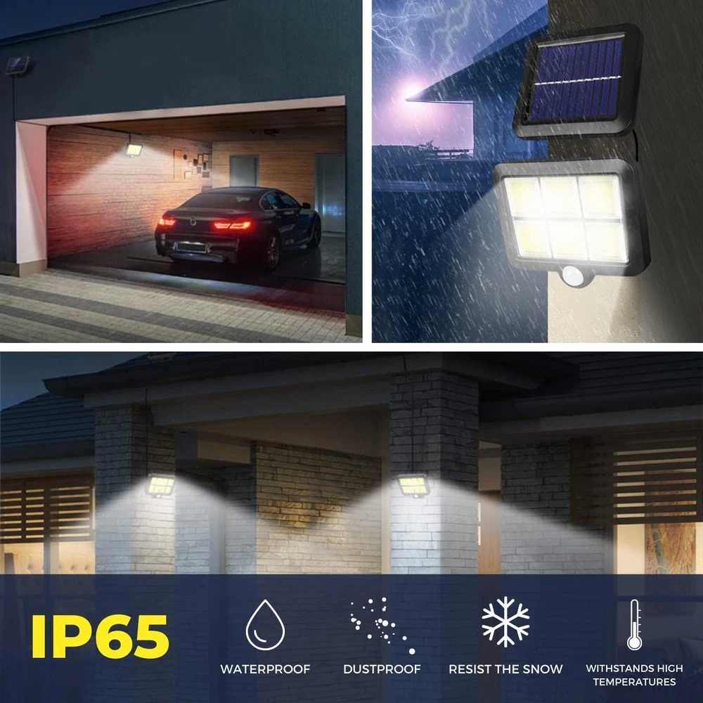 Saulės LED apsauginis šviestuvas, saulės judesio jutiklio šviestuvas, lempa su saulės baterija, 120 LED, saulės LED lauko lempa, saulės LED prožektorius, saulės LED šviestuvas su judesio jutikliu