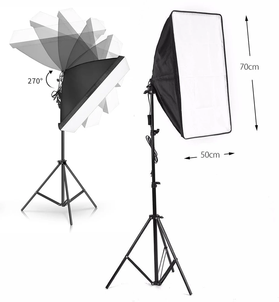 Softbox 235 cm, 4 lemputės, 45 W 5500K, softbox apšvietimo komplektas, šviesdėžė, šviesos dėžė, apšvietimo rinkinys su softbox