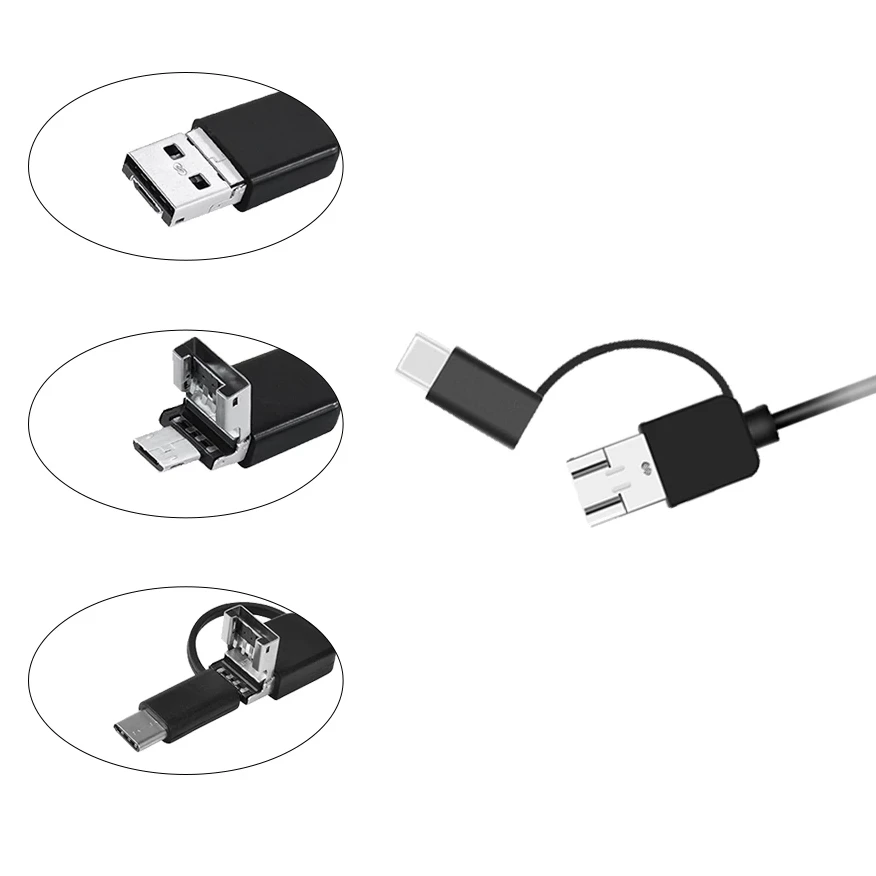 USB endoskopinė kamera MINKŠTU laidu, apžiūros kamera 2 m, boroskopinė kamera, endoskopas su laidu, lanksti apžiūros kamera