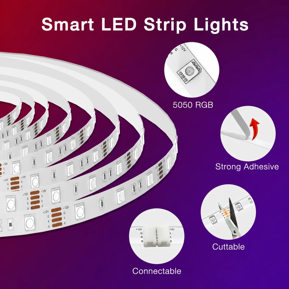 USB RGB LED juosta 10 m, 30 LED/m su nuotolinio valdymo pultu, LED juostelė, šviesos juosta, šviesos diodų juosta