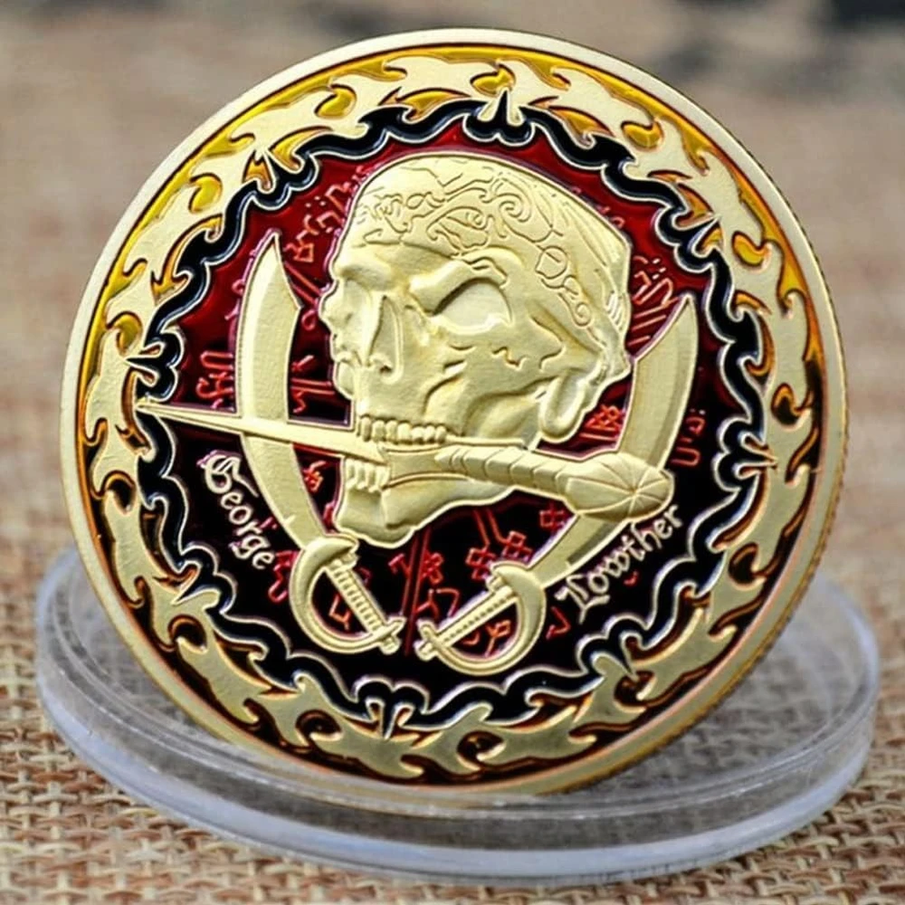 Vaikiška piratų lobio metalinė moneta stalo žaidimams ir viktorinoms, dekoratyvinė atminimo moneta, auksinė moneta, piratų moneta, žaidimų moneta, suvenyrinė moneta