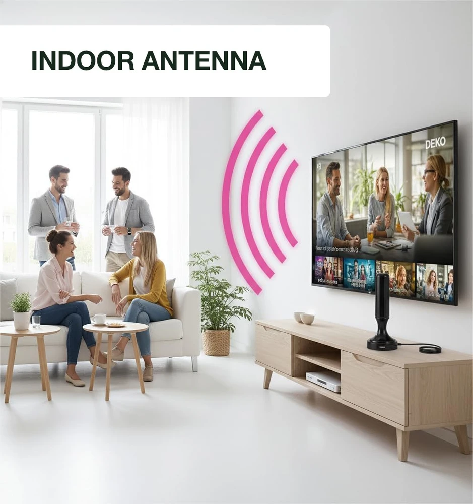 Vidaus antena, HDTV vidaus antena su jungtimi, kambarinė antena, televizoriaus vidaus antena