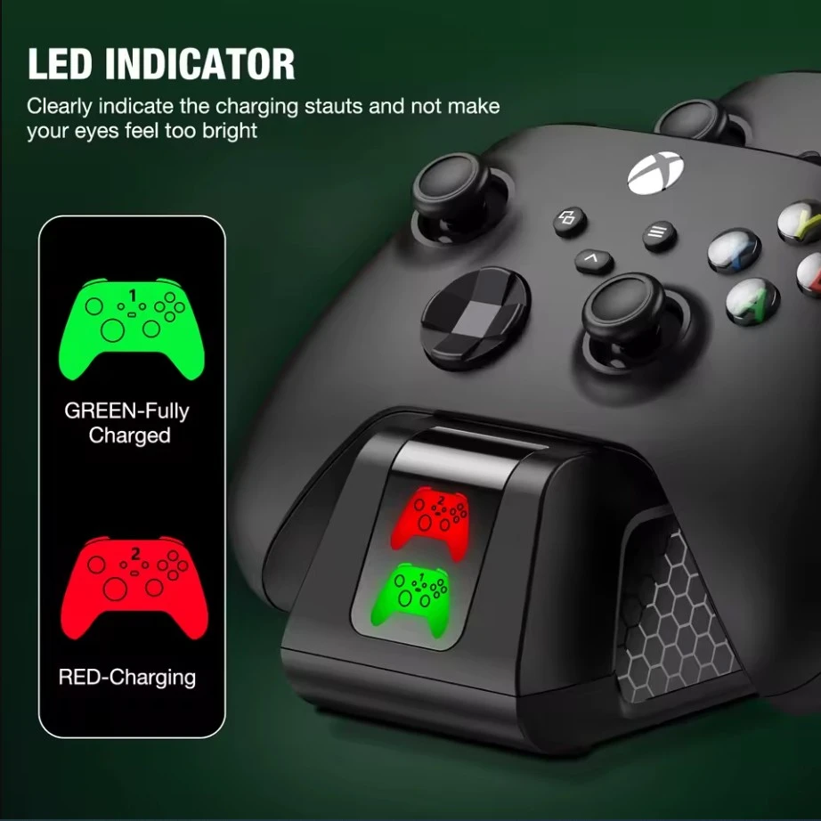 XBOX valdiklio įkroviklis su 2 baterijomis 1800 mAh, USB įkrovimo stotelė, įkrovimo dokas, valdiklio kroviklis, pultelio įkroviklis, pultelio įkrovimo stotelė