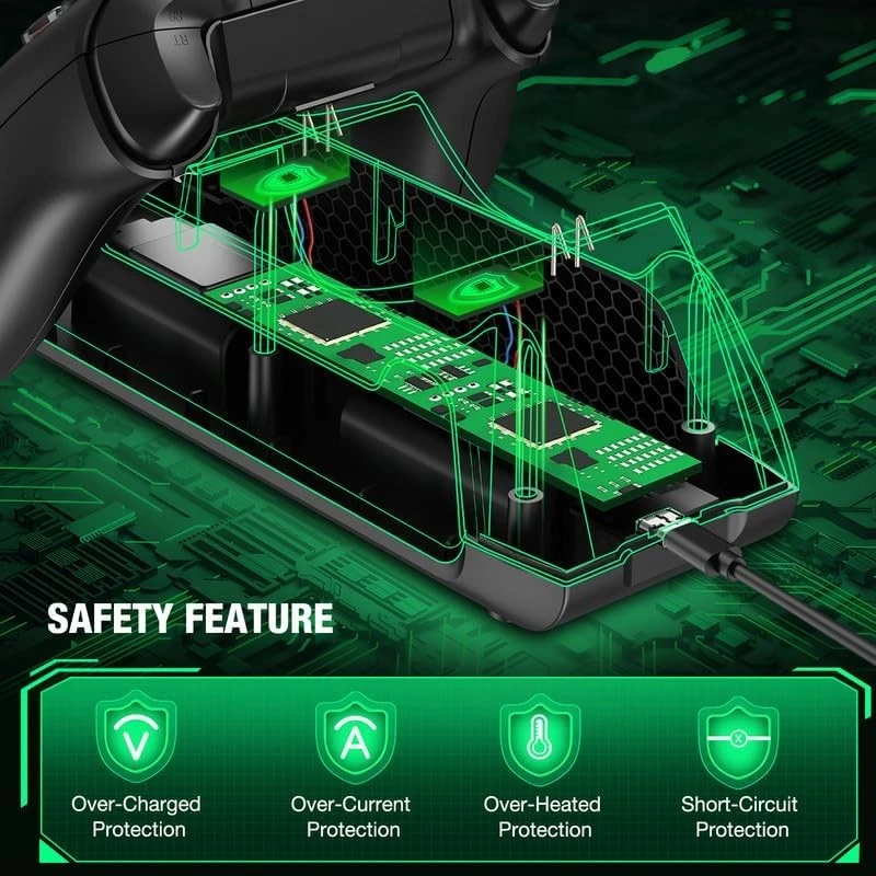 XBOX valdiklio įkroviklis su 2 baterijomis 1800 mAh, USB įkrovimo stotelė, įkrovimo dokas, valdiklio kroviklis, pultelio įkroviklis, pultelio įkrovimo stotelė