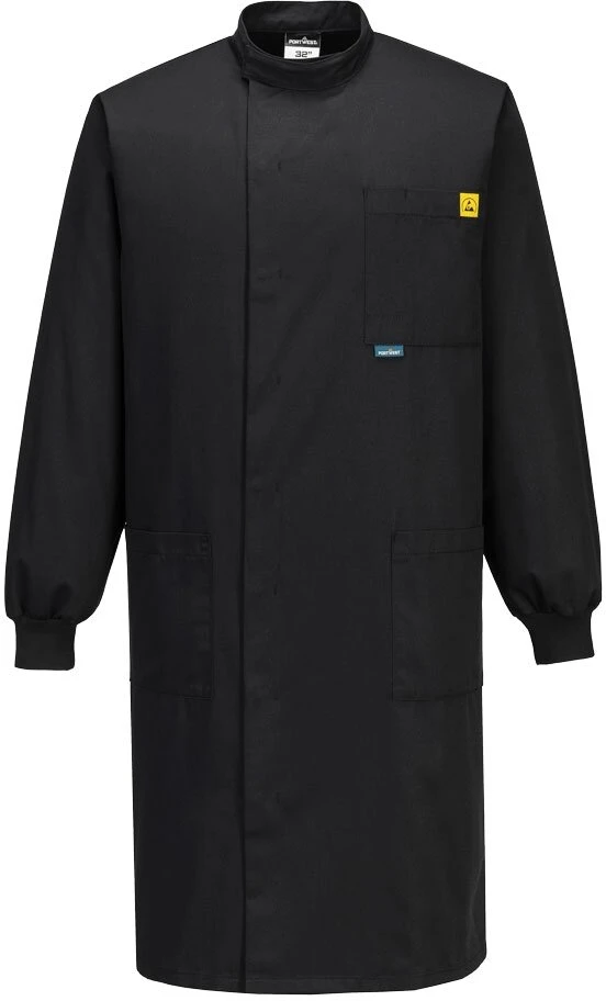Antistatinis PORTWEST AS15 ESD chalatas, Dydis: M, Pw spalvos: Juodas