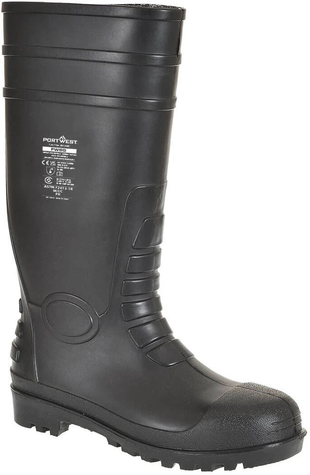 Apsauginiai guminiai PORTWEST FW95 botai S5, Dydis: 49, Pw spalvos: Juodas