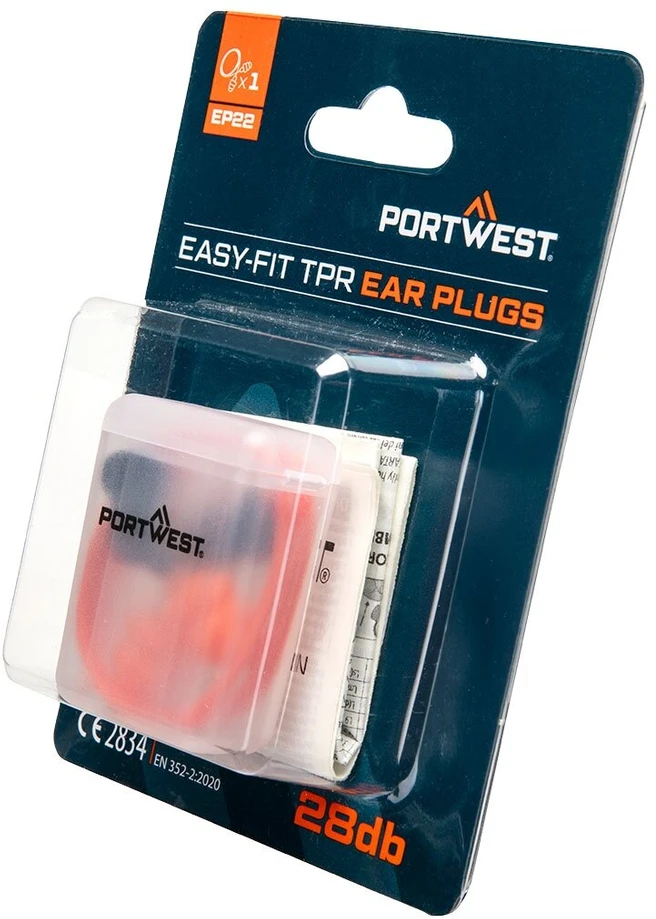 Ausų kištukai PORTWEST EP22 su virvele ir laikymo dėžute (1 pora), Pw spalvos: Oranžinis