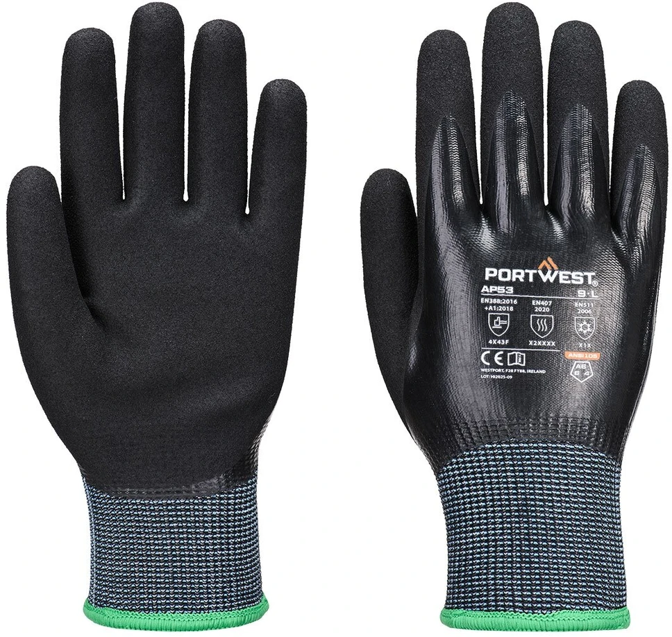 Darbo PORTWEST AP53 pirštinės nuo įpjovimo, Dydis: XL, Pw spalvos: Juodas