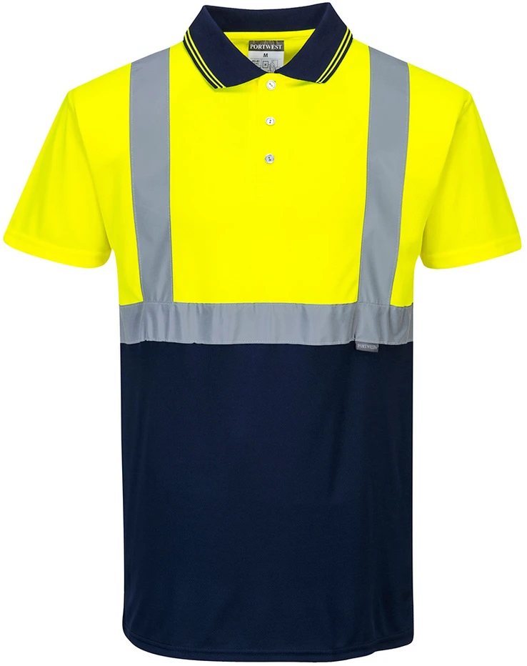 Dviejų spalvų polo marškinėliai PORTWEST S479, Dydis: XXL, Pw spalvos: Geltona/Navy