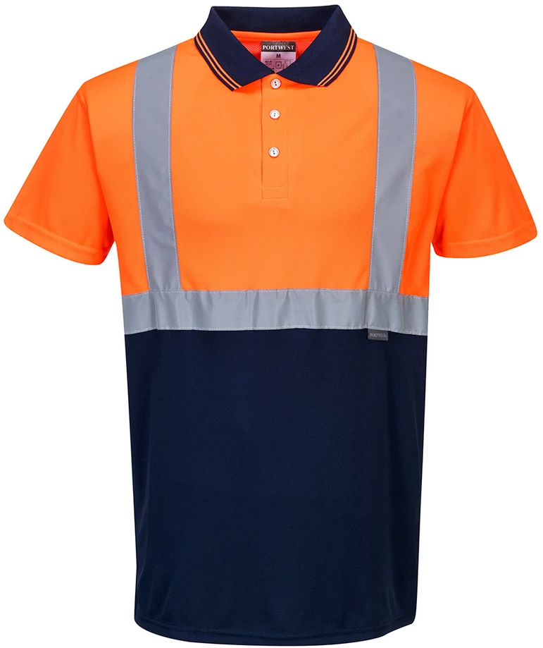 Dviejų spalvų polo marškinėliai PORTWEST S479, Dydis: XXXL, Pw spalvos: Oranžinis/Navy