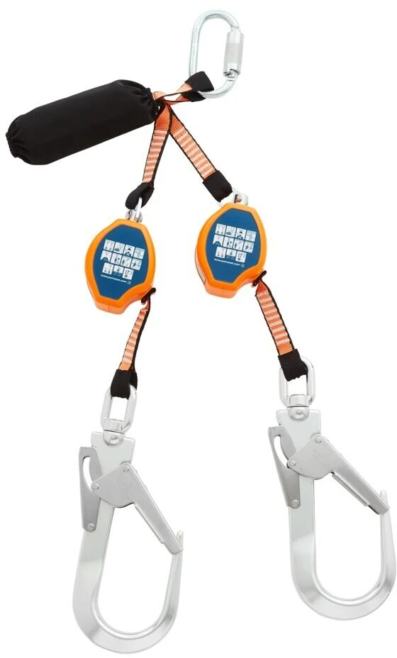 Dvigubas saugos lynas PORTWEST FP81 su karabinais, 2.5 m, Pw spalvos: Juodas/Oranžinis