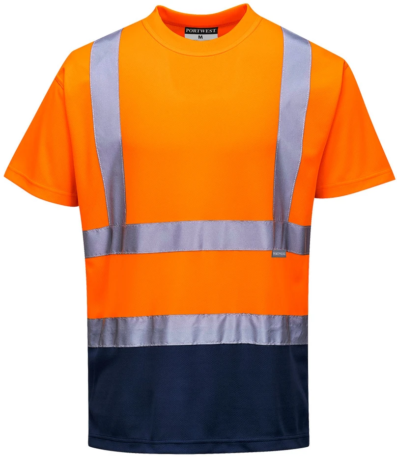 Dvispalviai marškinėliai PORTWEST S378, Dydis: S, Pw spalvos: Oranžinis/Navy