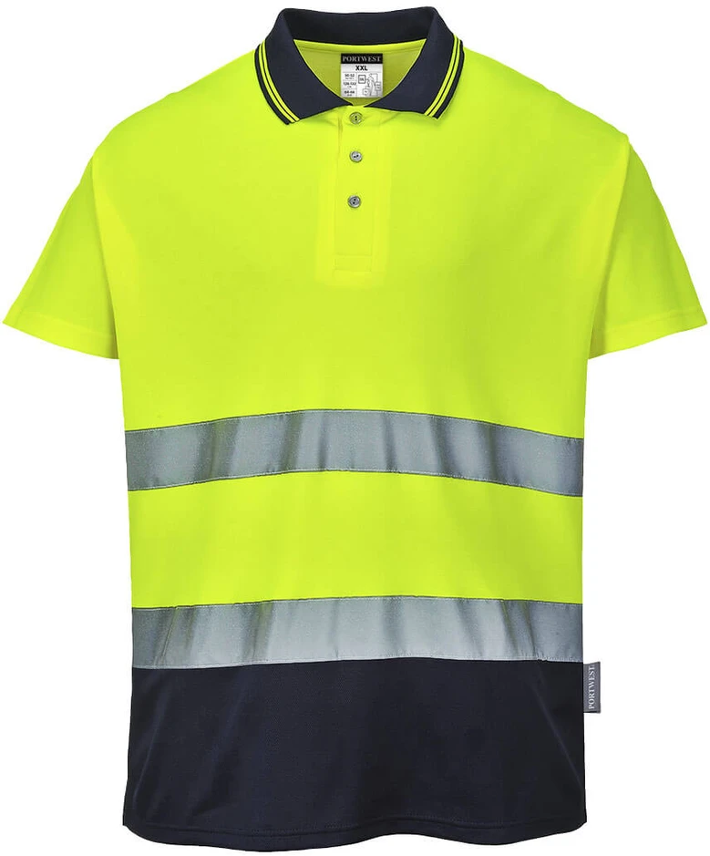 Dvispalviai medvilniniai polo marškinėliai Portwest S174, Dydis: L, Pw spalvos: Geltona/Navy