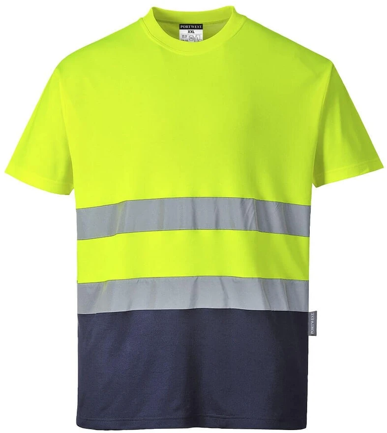 Dvispalviai medvilniniai PORTWEST S173 marškinėliai trumpomis rankovėmis, Dydis: 4XL, Pw spalvos: Oranžinis/Navy