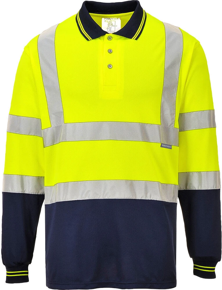 Dvispalviai Polo marškinėliai ilgomis rankovėmis PORTWEST S279, Dydis: XXL, Pw spalvos: Geltona/Navy