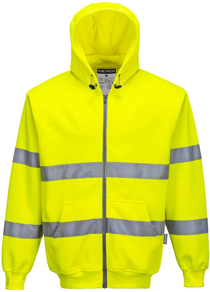 Džemperis su gobtuvu ir užtrauktuku priekyje PORTWEST B305, Dydis: 4XL, Pw spalvos: Geltona