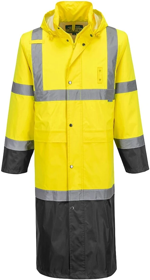 Gerai matomas PORTWEST H446 apsiaustas nuo lietaus, Dydis: XXXL, Pw spalvos: Geltona/Juodas