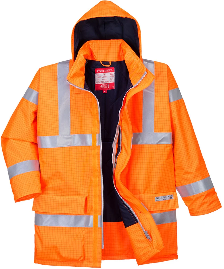 Gero matomumo antistatinė FR striukė nuo lietaus Portwest S778, Dydis: XS, Pw spalvos: Oranžinis