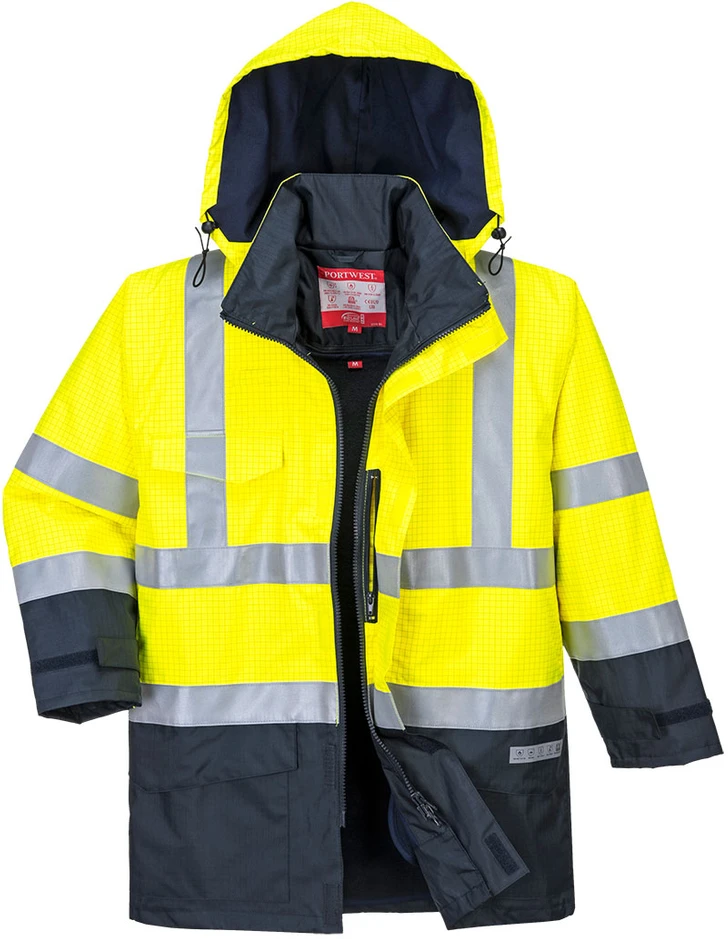 Gero matomumo apsauginė striukė nuo lietaus Portwest S779, Dydis: M, Pw spalvos: Geltona/Navy