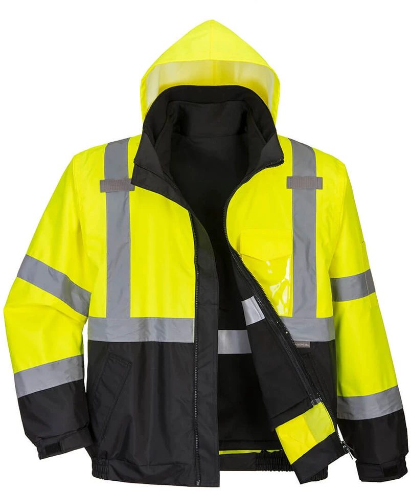 Gero matomumo aukščiausios kokybės PORTWEST S365 3 viename Bomber striukė, Dydis: XL, Pw spalvos: Geltona/Juodas
