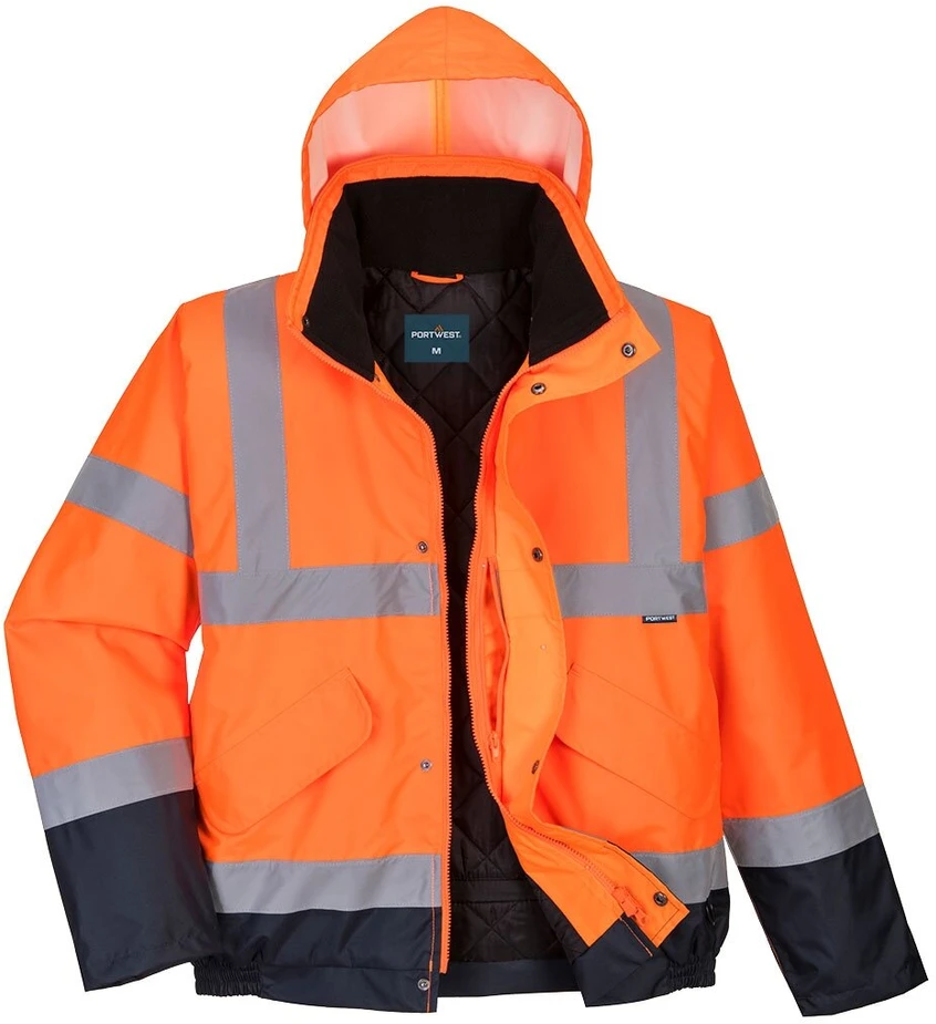 Gero matomumo dviejų spalvų PORTWEST S266 Bomber striukė, Dydis: XS, Pw spalvos: Oranžinis/Navy