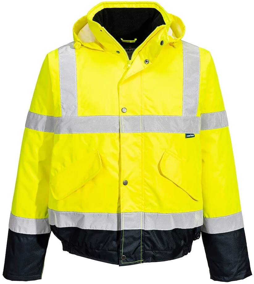 Gero matomumo dviejų spalvų PORTWEST S266 Bomber striukė, Dydis: 4XL, Pw spalvos: Geltona/Navy