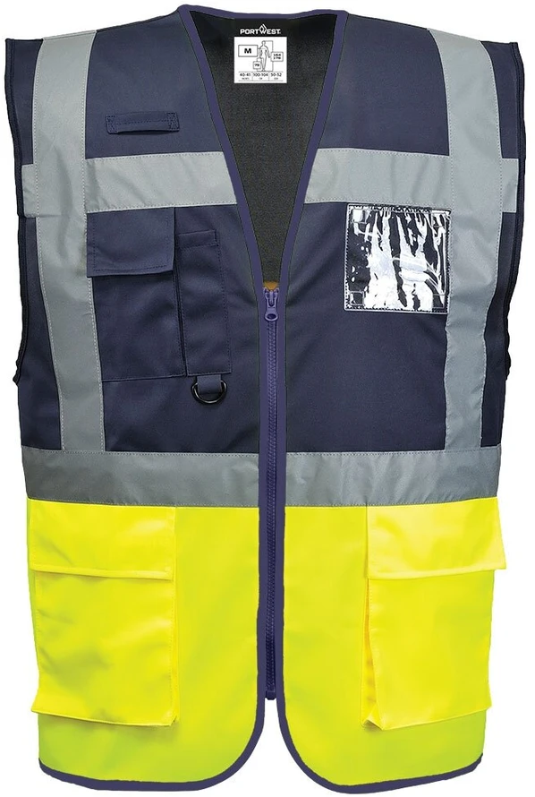 Gero matomumo kontrastinė PORTWEST C276 vadovo liemenė, Dydis: 4XL, Pw spalvos: Geltona/Navy