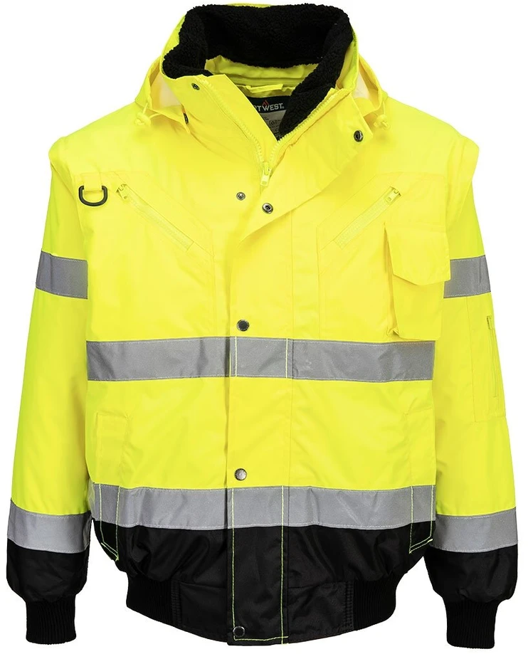 Gero matomumo kontrastinga PORTWEST C465 Bomber striukė, Dydis: XS, Pw spalvos: Geltona/Juodas