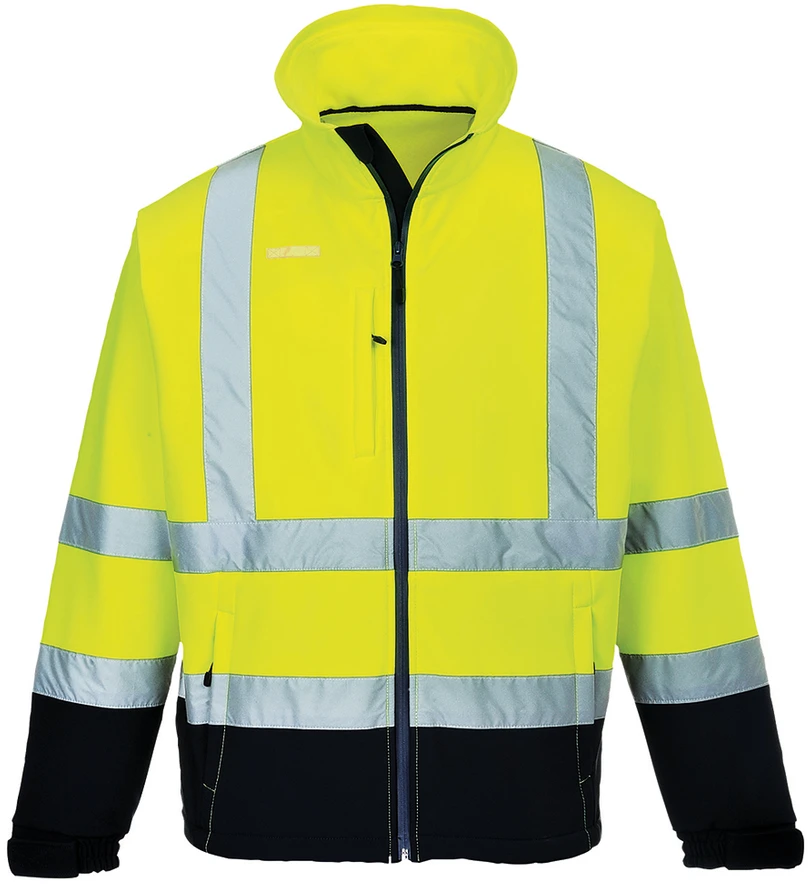 Gero matomumo kontrastinga PORTWEST S425 Softshell striukė, Dydis: XXXL, Pw spalvos: Geltona/Navy