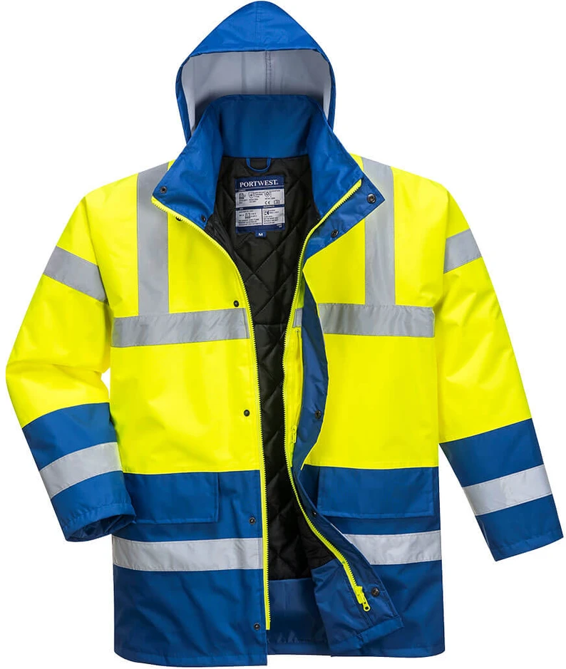Unimet Gero matomumo kontrastinga PORTWEST S466 kelininko striukė, Dydis: XL, Pw spalvos: Geltona/Royal