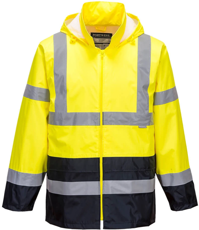 Gero matomumo kontrastingų spalvų PORTWEST H443 striukė nuo lietaus, Dydis: L, Pw spalvos: Geltona/Navy