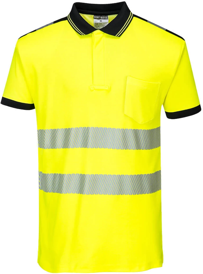 Gero matomumo Polo marškinėliai Portwest T180, Dydis: XL, Pw spalvos: Geltona/Juodas