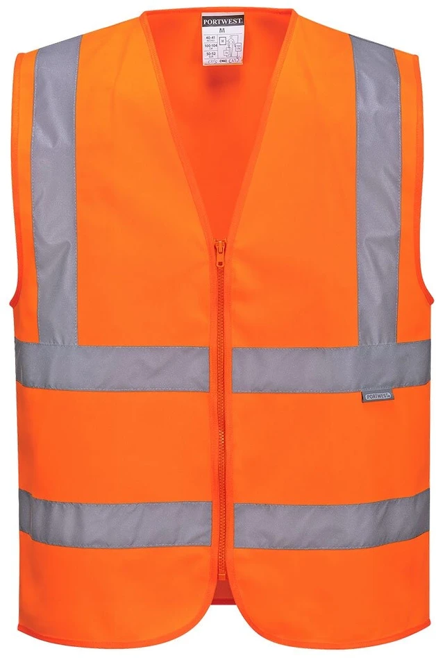 Gero matomumo PORTWEST C375 liemenė su atspindinčia juosta ir užtrauktuku, Dydis: XS, Pw spalvos: Oranžinis