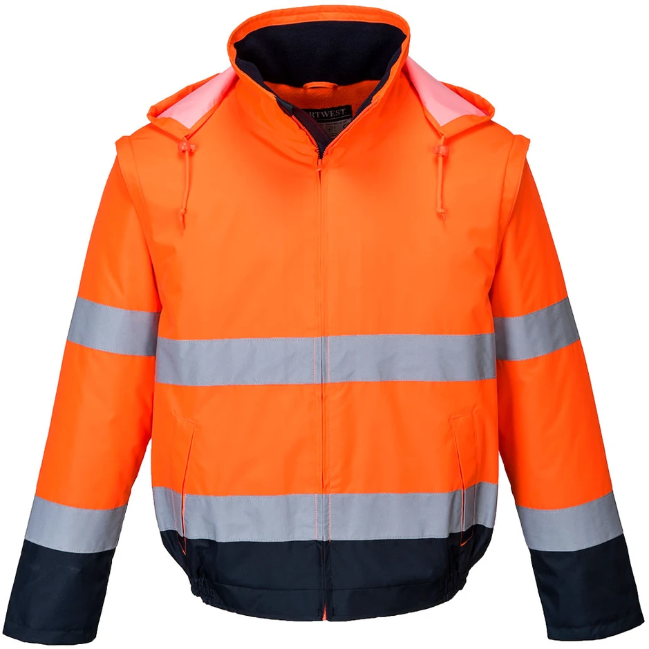 Gero matomumo PORTWEST C464 2 viename kontrastinė Bomber striukė, Dydis: M, Pw spalvos: Oranžinis/Navy