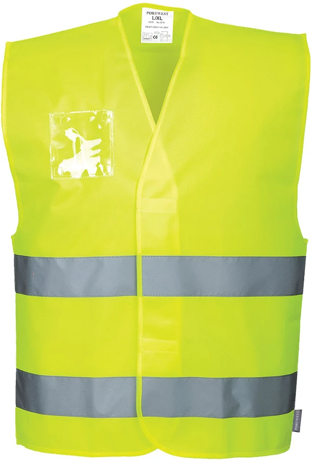 Gero matomumo PORTWEST C475 liemenė su dvipusiu asmens dokumento laikikliu, Dydis: S/M, Pw spalvos: Geltona